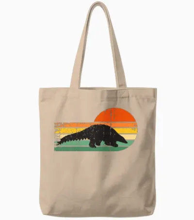 Pangolin Vintage Retro Style Tote Bags - Natural