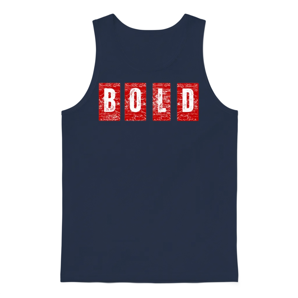 Bold Quad Panels Distressed Typography Unisex Tank Top - Navy