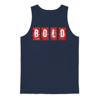 Bold Quad Panels Distressed Typography Unisex Tank Top - Navy – 1