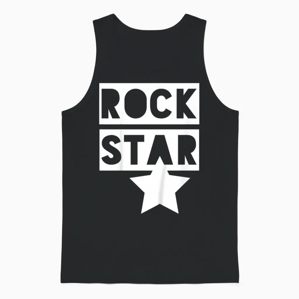 Children's Rock Star Monochrome Kids for Rock 'n' Roll Boys & Girls T-Shirt, Black Unisex Tank Top in Black