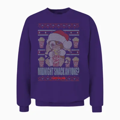 Gremlins Christmas Midnight Snack Anyone Ugly Unisex Sweatshirt - Purple
