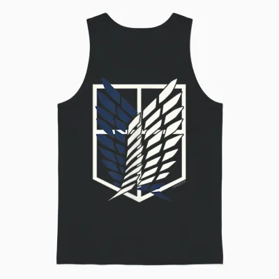 Attack on Titan Small Scout Regiment Shield Chest Anime Unisex Tank Top - Black