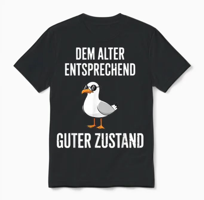 Dem Alter Entsprechend Guter Zustand Möwe Unisex T-Shirt in Black