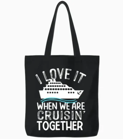 Unny Cruise Art for Men Women Couple Cruising Ship Tote Bags - Black