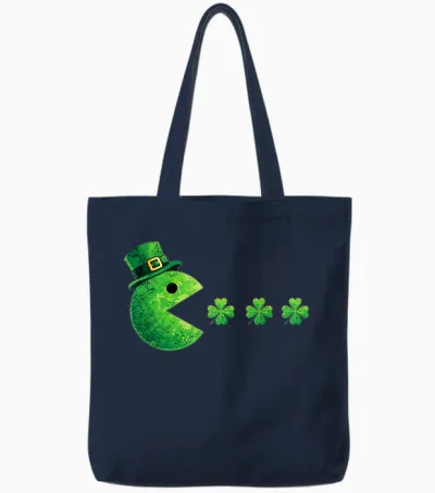 St Patrick's Day Eating Shamrock St Patrick's Day Tote Bags - Navy