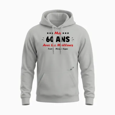 Signature 60 Years Anniversary Humour 60 Years to Sign T-Shirt, White, S Unisex Hoodie - Ash