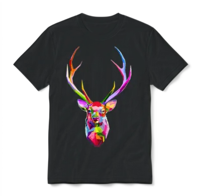 Colorful Deer Head T Shirt Deer Head T Shirt Deer Unisex T-Shirt - Black