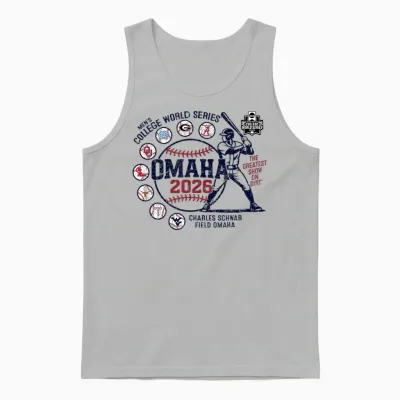 Men's College World Series 2026 Ncaa Baseball 8-Team Gray Unisex Tank Top - Ash