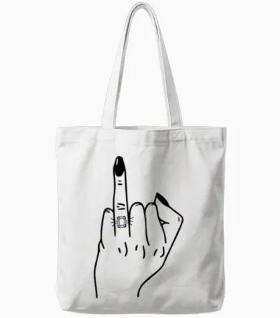 Ring Finger Flip off for Bride Wedding Bridal Py Tote Bags - White