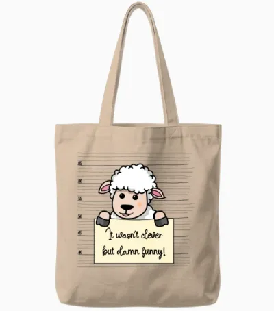 Sheep Was Not Clever but Funny Tote Bags - Natural