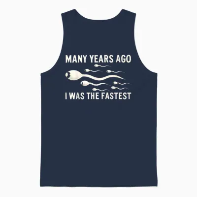 Many Years Ago I Was the Fastest Funny T-Shirt, Black Unisex Tank Top - Navy