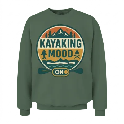 Kayaking Mood Emblem Unisex Sweatshirt - Military Green