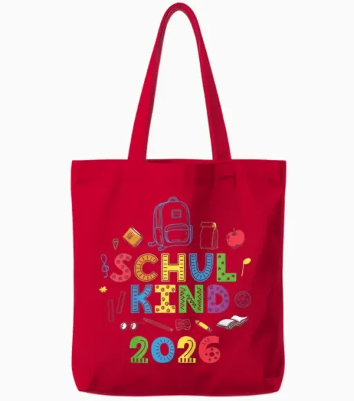 First Day of School 2026 Tote Bags in Red
