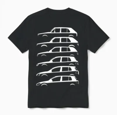 Volkswagen Vw Gti Evolution and Gti Lettering Unisex T-Shirt - Black