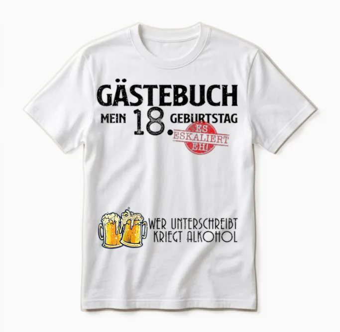 Lustig Gästebuch 18 Jahre Geburtstag Birthday Unisex T-Shirt in White