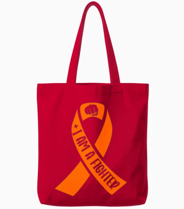 Multiple Sclerosis I'm a Fighter Orange Ribbon Tote Bags in Red