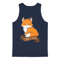 Stay Foxy - Cute Fox — Wildlife Gift Unisex Tank Top - Navy – 1
