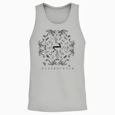Evanescence Floral Moth Spiral Unisex Tank Top - Ash