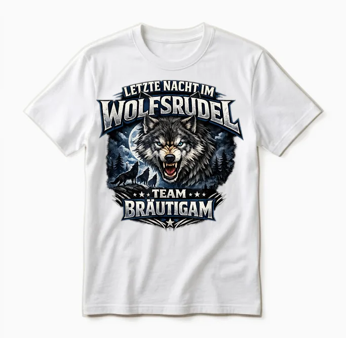 Jga Männer Team Bräutigam Kostüm Wolfsrudel Polterabend Unisex T-Shirt in White