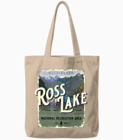 Ross Lake National Recreation Area Vintage Travel Tote Bags - Natural