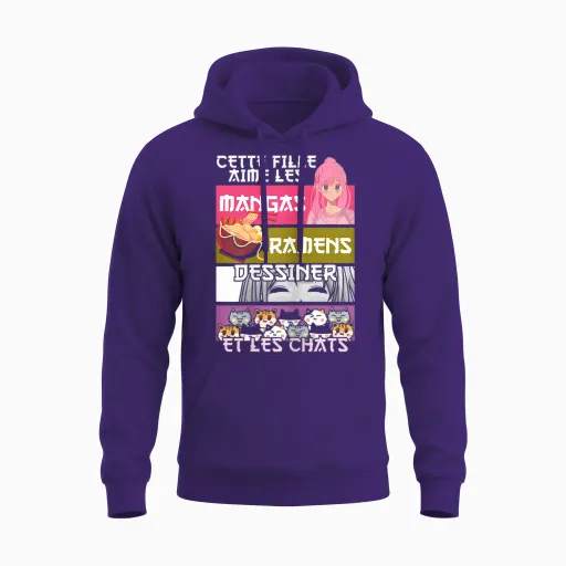 Girl Manga Ramen Humor Japan Culture Country Woman Gift Unisex Hoodie - Purple