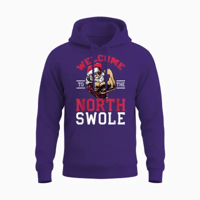 Funny Christmas Weightlifting Workout T-Shirt North Swole Unisex Hoodie - Purple