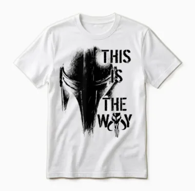Star Wars the Mandalorian the Way Mando Helm T-Shirt - Weiß, Kurzarm, V-Ausschnitt, Klein, Unisex, Einfarbig, Pull-On, 1 Count, Eu 38/40 Unisex T-Shirt - White