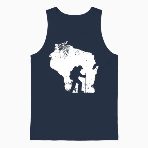Wisconsin�hiker Shirt Love Mountain Hiking Unisex Tank Top in Navy