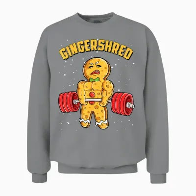 Gingershred Funny Gingerbread Man Gym Bodybuilding Christmas Unisex Sweatshirt - Sport Grey