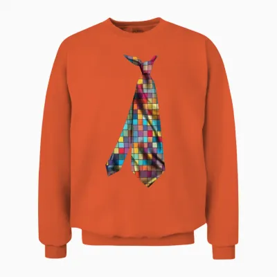 Colorful Printed Necktie T Shirt Design Mosaic Unisex Sweatshirt - Orange