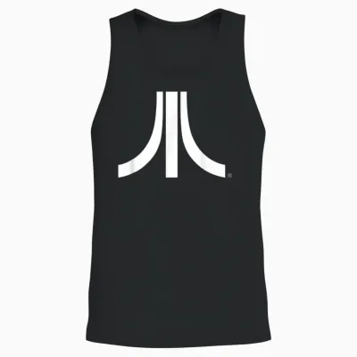 Atari White Logo Vintage 80s Gaming Retro Fun Style Unisex Tank Top - Black