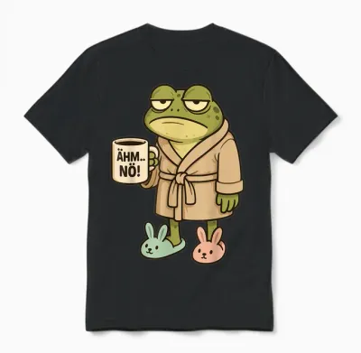 Morgenmuffel Kaffee Mürrischer Frosch ähm Nö Spruch Lustig Unisex T-Shirt - Black