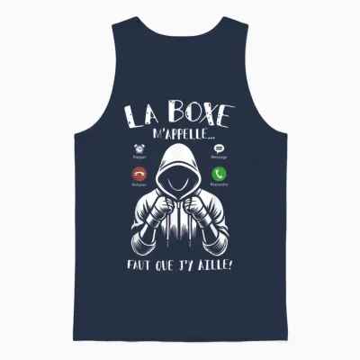 Boxing T-Shirt Man Boy Boxer Humour La Boxe M'appelle T-Shirt, Black, S Unisex Tank Top - Navy