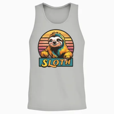 Funny Sloth Retro Vintage Unisex Tank Top - Ash