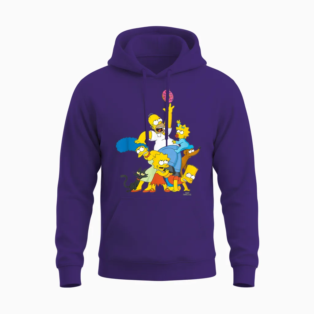 The Simpsons Family Donut Reach T-Shirt Small Unisex Hoodie in Purple
