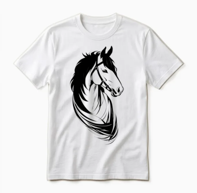 Black Horse - Lovers Unisex T-Shirt in White