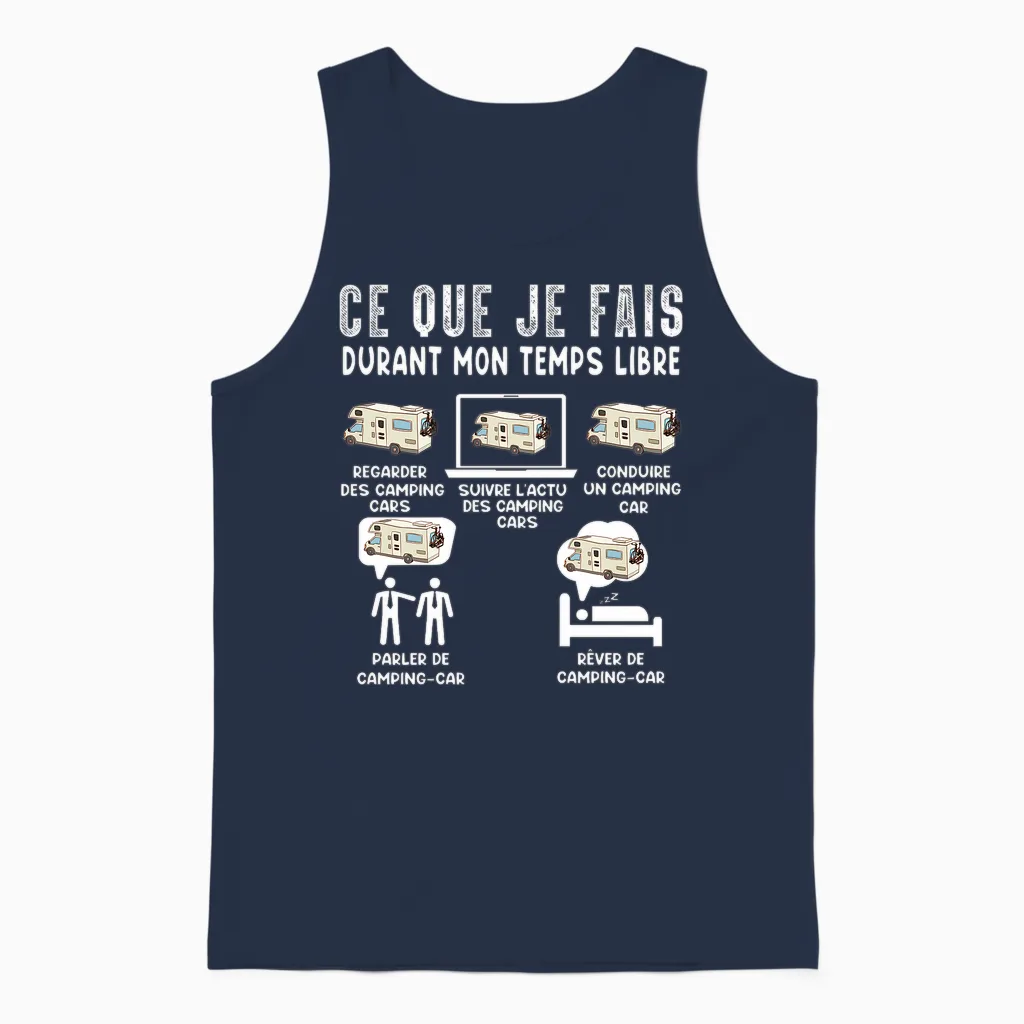 Amoureux De Camping Car Souvenir Retraite Homme Femme Humour T-Shirt Haut De Gamme Unisex Tank Top in Navy