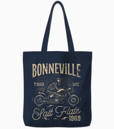 Bonneville Salt Flats Motorradrennen Vintage Biker Tote Bags - Navy
