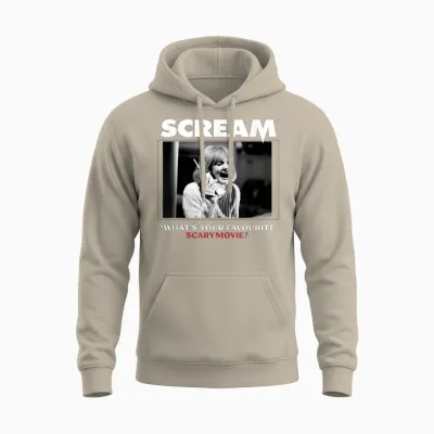 What's Your Favourite Scary Movie? Graphic Papl3015 Unisex Hoodie - Sand