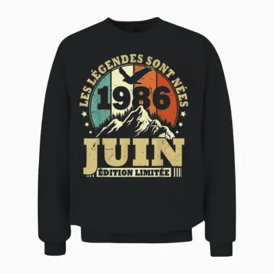 Les Légendes Sont Nées En Juin 1986 Anniversaire 40 Ans Unisex Sweatshirt - Black