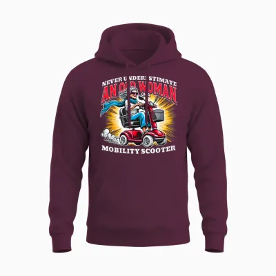 Funny Classic Mobility Scooter Graphic for Old Woman Unisex Hoodie - Maroon