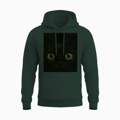 Black Cat Peeking Through Rip Unisex Hoodie - Forest