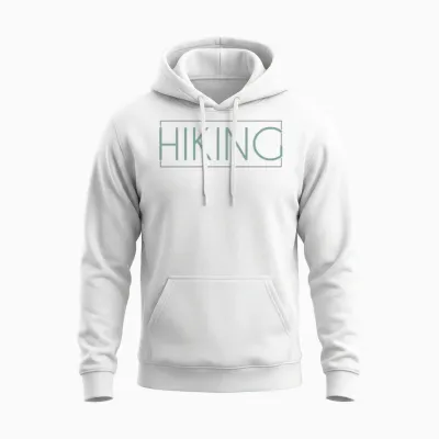 Hiking Lettering Unisex Hoodie - White