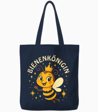Bienenkönigin Süße Biene Mit Krone Kawaii Natur Motiv Tote Bags - Navy