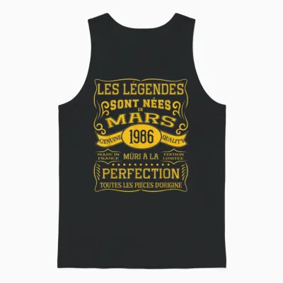 40 Ans Anniversaire Homme Femme Mars 1986 Déco Drôle Cadeau Unisex Tank Top - Black