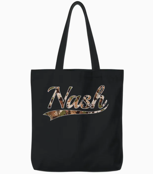 Nash Nashville Camouflage Vintage Inspired Distressed Camo Tote Bags in Black