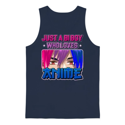 Funny Bisexual Just a Bi Boy Who Loves Anime Bisex Unisex Tank Top - Navy