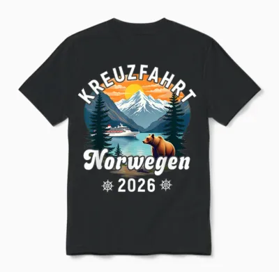 Kreuzfahrt Norwegen 2026 Freund Familie Norwegen Unisex T-Shirt - Black