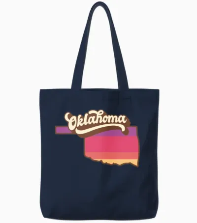 Oklahoma Retro Usa Tote Bags - Navy