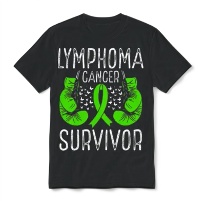 Lymphoma Cancer Survivor Awareness Ribbon Gloves Unisex T-Shirt - Black